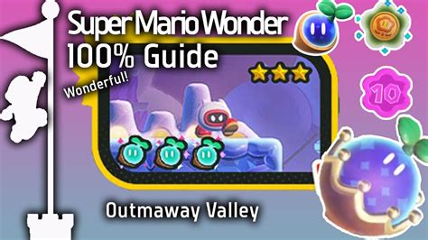 Oct 25, 2023 · Where to find Outmaway Valley secret exit location. There are three Wonder Seeds to collect in Outmaway Valley. The first — the one you get from the normal flagpole — is the obvious one. You can find our walkthrough for it with the rest of W2 Fluff-Puff Peaks. Finding the second and third Wonder Seed leads to a secret exit. 